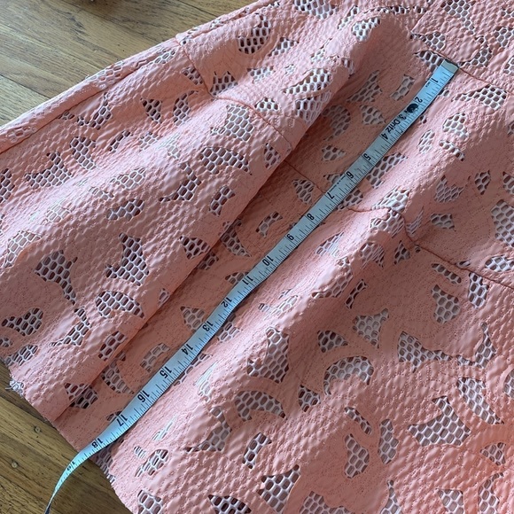 asos Fit & Flare Floral Embroidery Textured Peach Mini Dress Size 6 - Picture 12 of 15